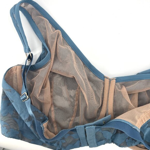 ThirdLove Unlined Foliage Perfect Coverage Bra Cornflower Blue with Nude 40F DDD - Picture 6 of 8